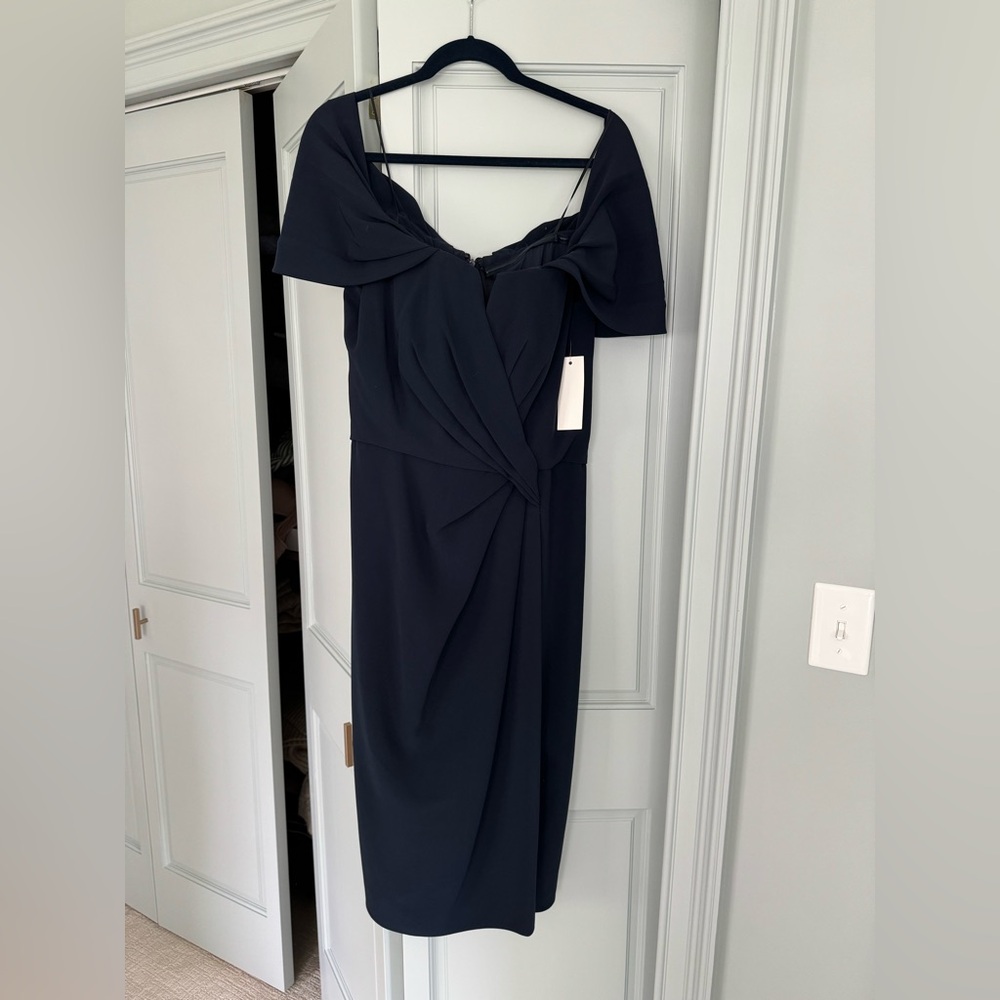 Rene Ruiz off shoulder midi dress, navy blue, Size 10 NWT, never been worn